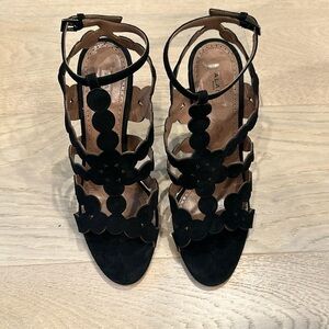 Alaia sandal heel black velvet